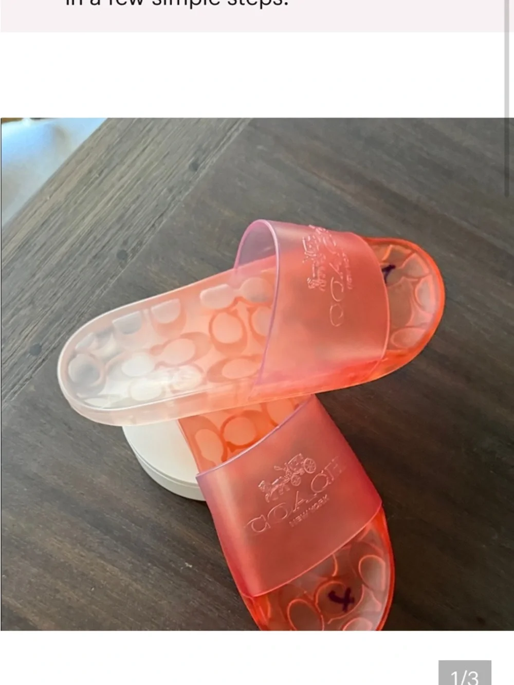 Coach Translucent Pink to Coral Gradient Slide Sandals - Picture 3 of 3